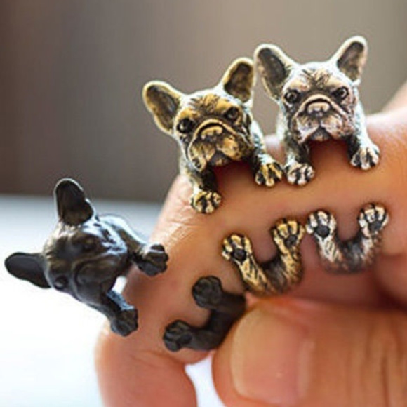 Jewelry - 1 Left Frenchie dog ring puppy animal grumpy face